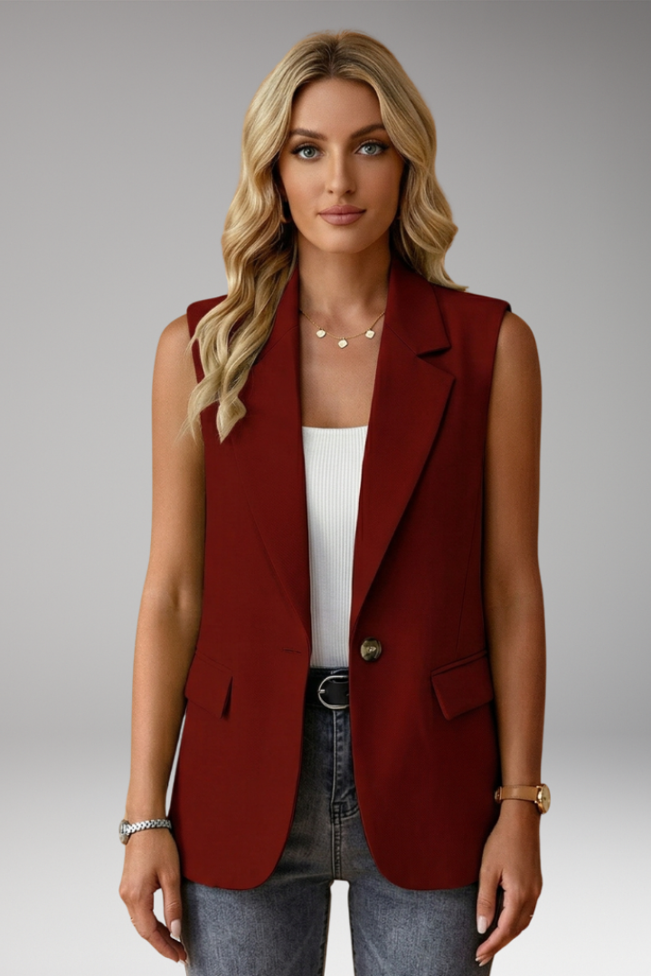 Women's sage green longline tailored waistcoat with notch collar
