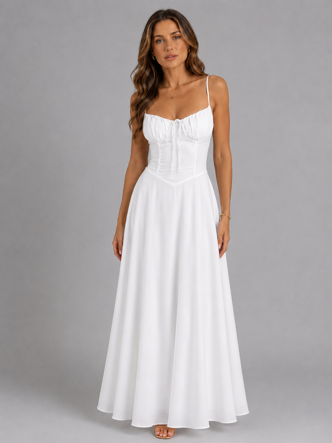 Women's yellow strappy summer maxi dress