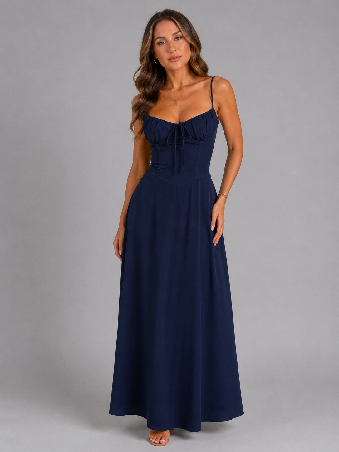 Women's yellow strappy summer maxi dress