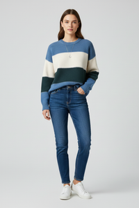 Women's Striped Knit Jumper with Relaxed Fit for Casual Autumn Layering