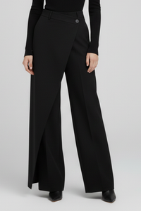 Women's Tailored Straight-Leg Trousers with Asymmetric Front