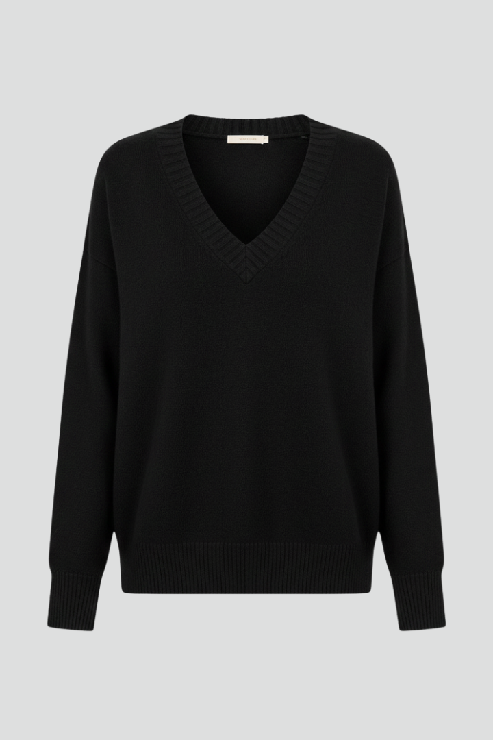 Women’s V-Neck Sweater with Long Sleeves and Pullover Design 1