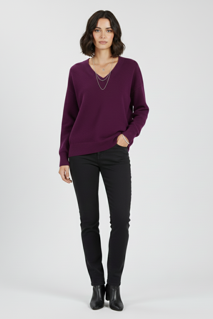 Women’s V-Neck Sweater with Long Sleeves and Pullover Design 10