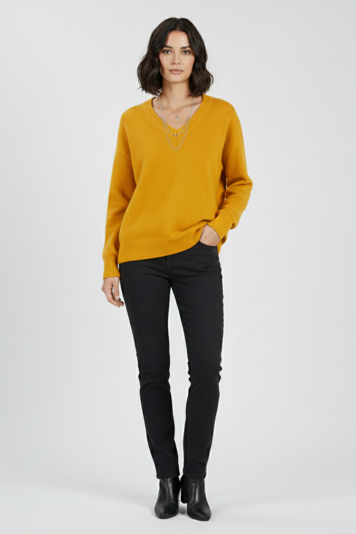 Women’s V-Neck Sweater with Long Sleeves and Pullover Design 11