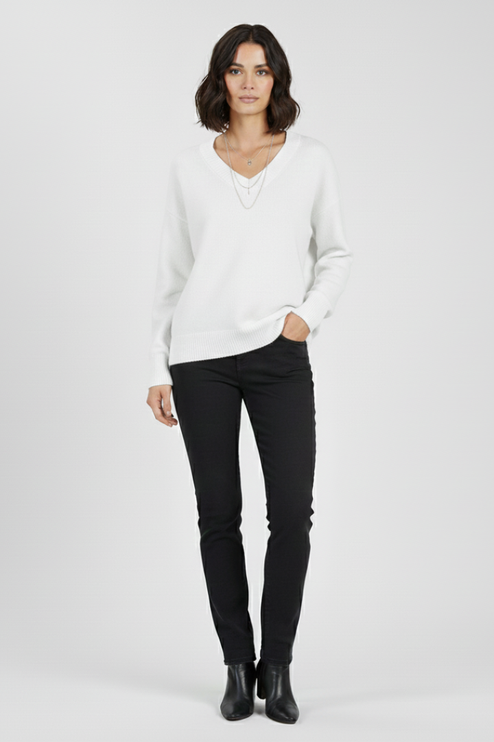 Women’s V-Neck Sweater with Long Sleeves and Pullover Design 12