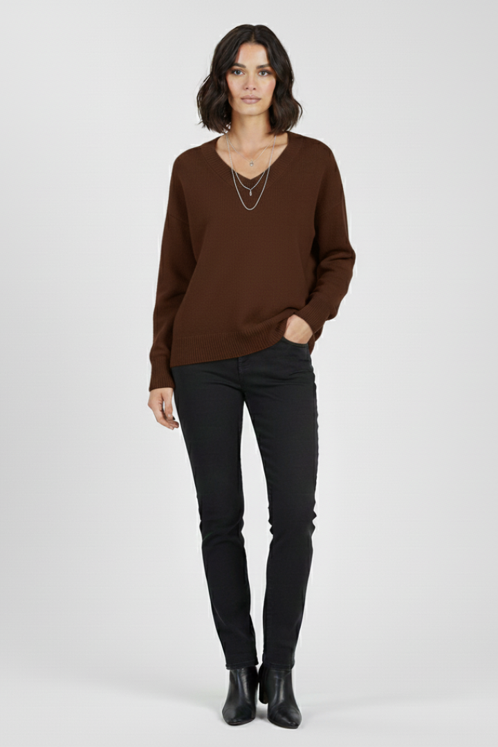Women’s V-Neck Sweater with Long Sleeves and Pullover Design 9