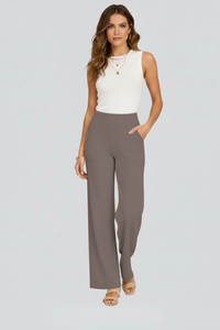 Women's Palazzo Wide-Leg Trousers with High Elasticated Waist