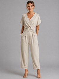 Women's Wrap Front Co-Ord Set with Wide Leg Trousers