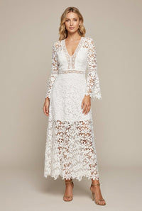 Womens Dress V-Neck Long Sleeve Wedding Guest