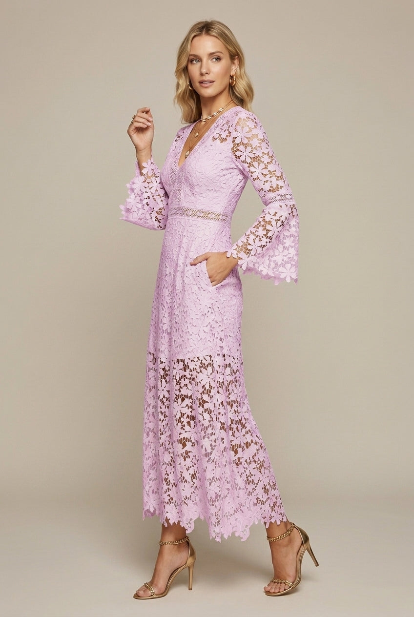 Womens Dress V-Neck Long Sleeve Wedding Guest 3