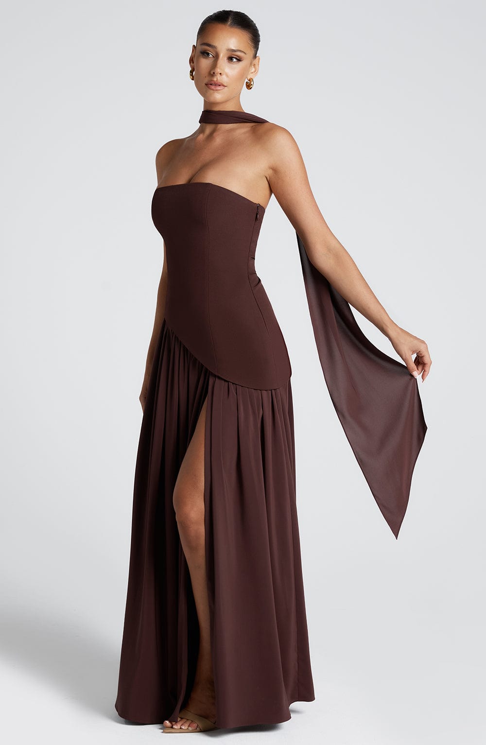 Vogain Maxi Dresses Women’s Dress Maxi Dress Strapless High Slit Chiffon Summer Fit
