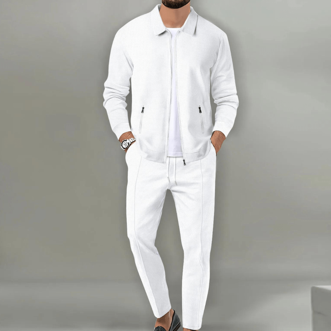 Vogain Tracksuits White / S Men's Tracksuit Set Zip Up Jacket Jogger Pants Lightweight Fabric Casual Fit