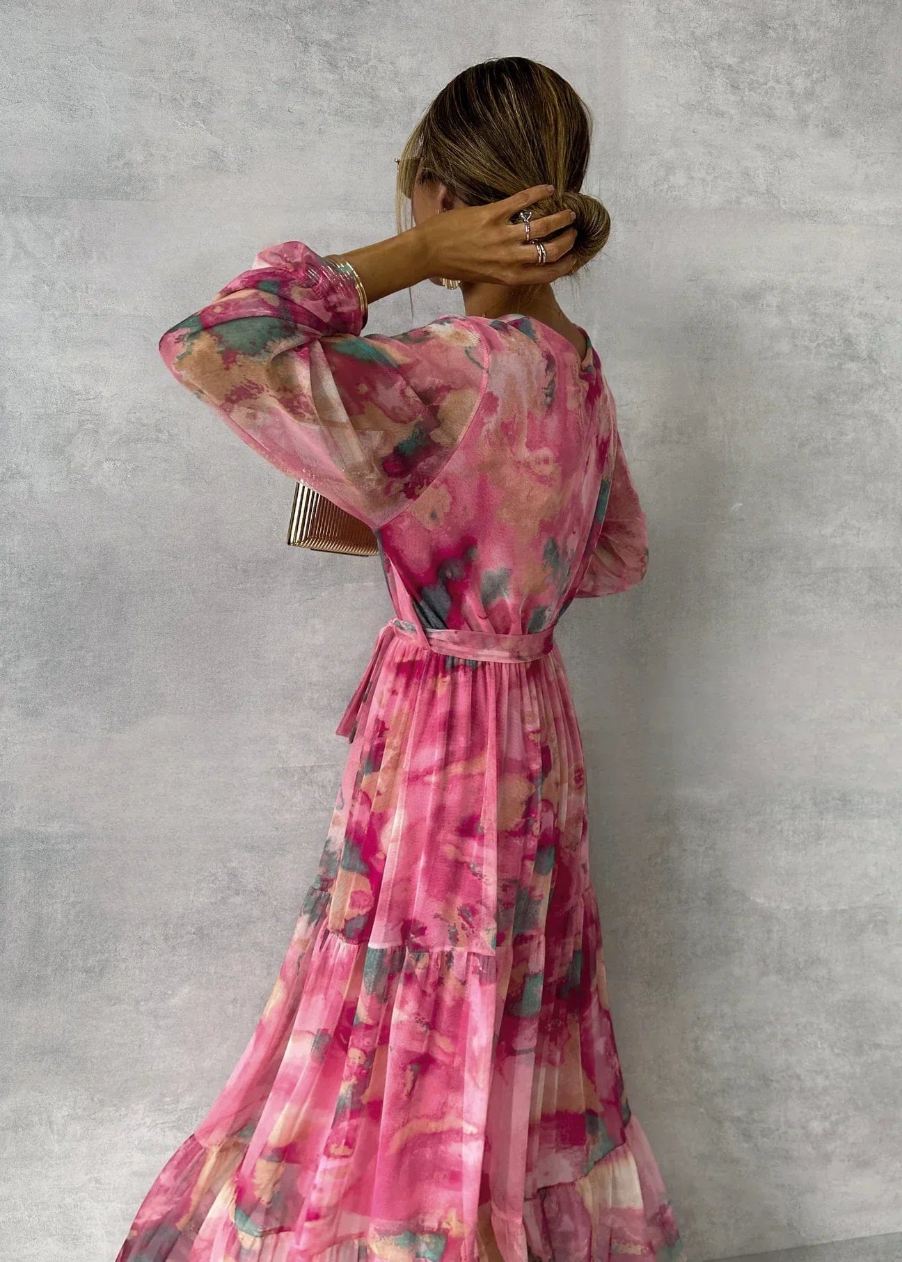 Vogain Women's Dresses Women's Dress Maxi Dress Floral Wrap Long Sleeve Cotton Casual Fit